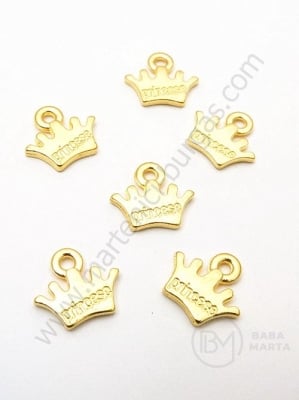 Pandantiv coroană metalică 13x10.5mm color aurie 1 pachet 15 buc 306406