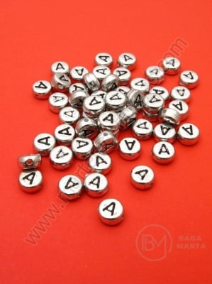 Mărgele 7x4mm metallice litera A gaură 1mm 1 paquet 100 buc 318600