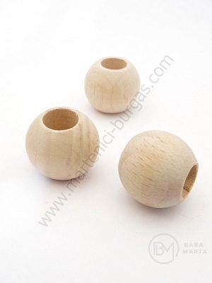 Bilă de lemn naturală ~22mm gaură ~9mm 1 pachet 15buc 321313