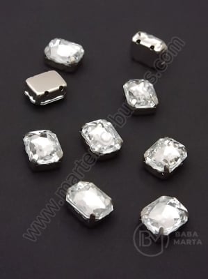 Piatră acrilică transparentă 8x10mm în cutie metalică 1 pachet 10 bucăți 151482