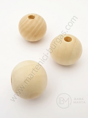 Bilă de lemn ~24x25mm gaură naturală 4.5~5mm 1 paquet 10 buc 321236