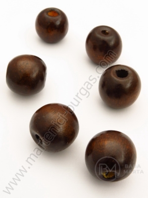 Bilă de lemn 16x18mm maro gaură 4mm 40g ~22buc 321019
