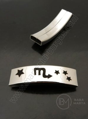 Placă zodiacală Scorpion OȚEL 40x12mm gaură 10x3mm 1 buc 305641