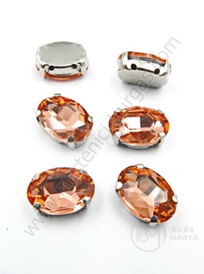 Piatră de sticlă (cristal) 14x10x6.5mm culoare piersică 1 pachet 4 buc 151756