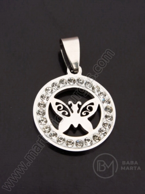 Pandantiv oțel cu cristal 20mm 1 buc 307411