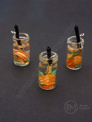 Pandantiv borcan de sticla 18x10mm cu cocktail de fructe 1 pachet 2 bucati 335546