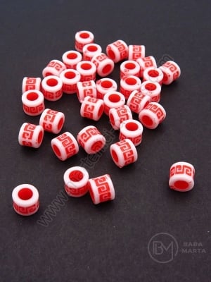 Cilindru 5x6mm red-alb gaură 3mm 1 pachet 40g ~320 buc 312768