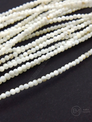 Mărgele de sidef 2mm alb gaură 0.4mm ~175 buc ~38cm 1 buc 352987