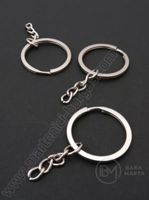 Inel dublu 30x2mm cu lanț argintiu 10 buc 301885