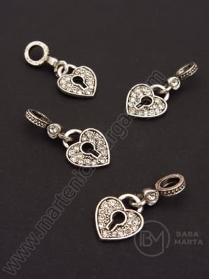 Pandantiv metalic cristal 25x12mm culoare argintie 1 buc 307034