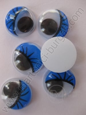 Ochi mobili cu gene albastre 12mm 50 buc 191054