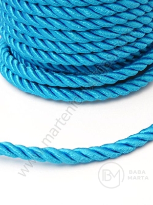 Cordon poliester 5mm albastru împletit 1 metru 441298
