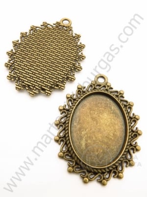 Bază metalică pentru pendantiv 39x29mm bronz antique NF 1 buc 308459