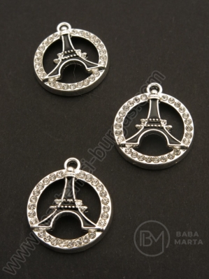 Pandantiv cristal metalic 22x19mm culoare argintie 1 buc 309496