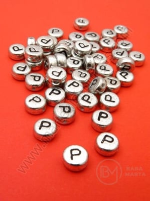 Mărgele 7x4mm lettera P metalică gaură 1mm 1 pachet 100 buc 318615