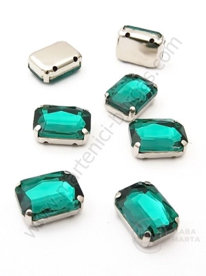 Placă de sticlă (cristal) 10x14mm verde în cutie metalică 1 pachet 2 buc 151520