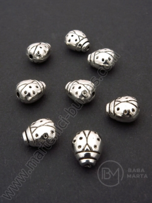 Mărgele metalice mărgele 11x10x8mm culoare argintie 1 pachet 5 buc 306260