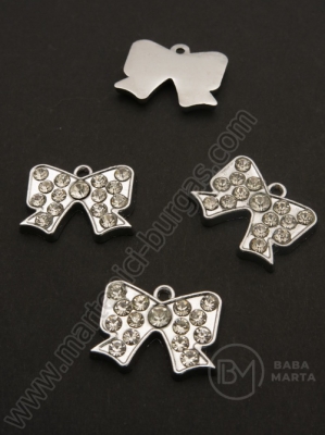 Pandantiv cristal metalic 21x16mm culoare argintiu 1 buc 309485