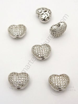 Margele inimă 9x11x5.5mm cu zirconii forjat 1 bucată 305261