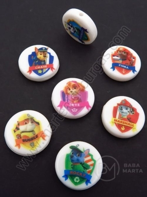 Mărgele din plastic 15x4mm albe cu imagine 1 pachet 5 buc 312735