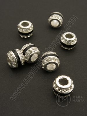 Mărgele metalice cristal 11x8mm culoare argintie gaură 4.5mm 1 buc 309332