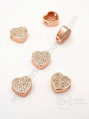 Margele inimă 9x9.5x4mm cu zirconii forjat 1 bucată 305267