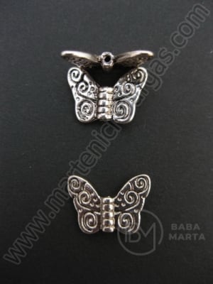 Margele fluture metallice 11x15mm. Ecartament NF 1,5 mm. 1 buc. 9694