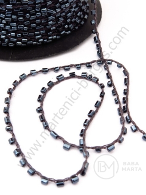 Sfoară cu mărgele de sticlă 1.5~3x1.5~2mm color Albastru prusac 1 meter 331602