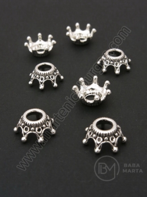 Mărgele metallice coroană 12.5x5mm color argintie 1 pachet 20 buc 306177