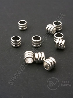 Margele metallice 5.5x6mm culoare argintie gaură 4mm 1 pachet 30 buc 306351