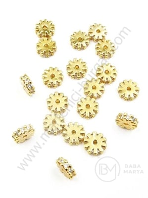 Mărgele 6x2mm alamă cu zirconii forjate gaură 1mm 1 bucată 305387