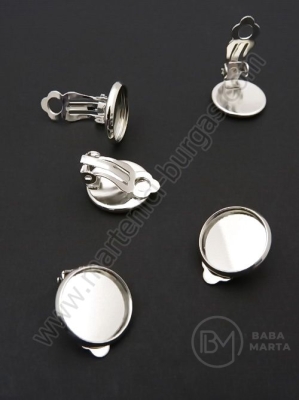 Base metalică cu clemă pentru pănă de cercei, pentru încrustare, 12 mm, 1 pack, 4 pcs. 302101