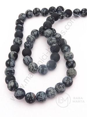 Bilă de fulg de nea din obsidian, 8mm, mată ~48 buc 1 buc 352621