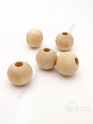 Bilă din lemn natural ~16mm gaură 5mm 1 pack 40g ~28buc 321301