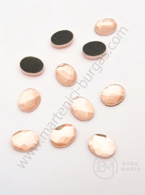 Sticlă ovală 8x10mm color peachicii pentru lipici hot 1 pachet 20 buc 151408