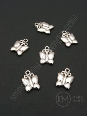 Pandantiv SSV fluture 19x14mm culoare argintie 1 pachet 50 buc 318447