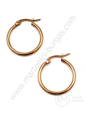 Cercei rotunzi din OȚEL 25x2mm color auriu roz 1 pereche 281395