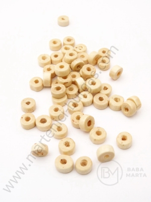 Șaibă din lemn 6x3mm, alb natural, gaură 2mm, 1 pachet 40g ~660 buc 321137