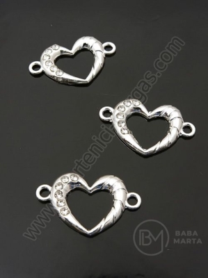 Element de conectare inimă cristalină 23,5x15mm 1 pachet 5 buc 307630