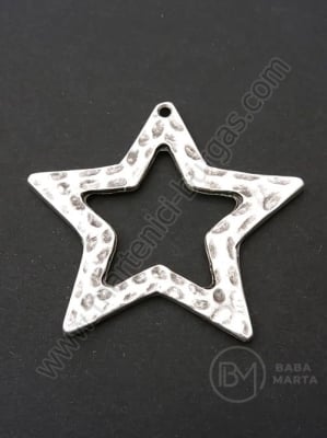 Pandantiv metalic 44x47mm culoare argintie gaură 2mm 1 buc 307751