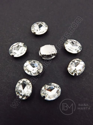 Placă de sticlă (cristal) 10x8x5mm transparentă în carcasă metalică 1 pachet 10 bucăți 151766