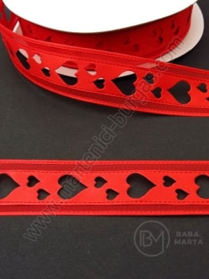 Panglică de satin 24mm romău cu inimioare 1 pachet 5 metri 451300