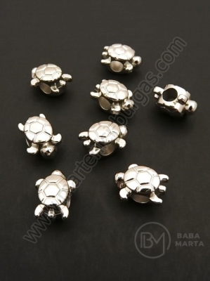 Mărgele SSV broască Ȧestosăa 12x8x7mm color argintie gaură 3.5mm 1 pachet 60 buc 318633