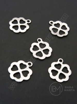 Pandantiv trifoi OȚEL 13x11x1mm 1 pachet 10 buc 307665