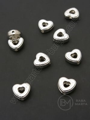 Margele SSV inimă 9x8x3.5mm color argintie gaură 1.3mm 1 pachet 150 buc 318581