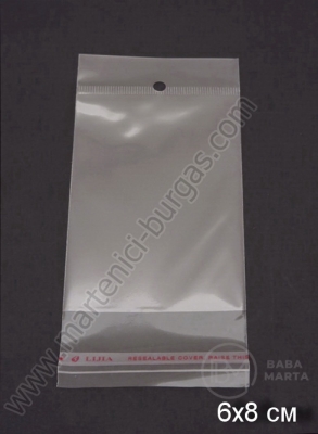 Pungă standard de celofan 6x8+3cm. Adeziv capac 1 pachet 200 buc 112034