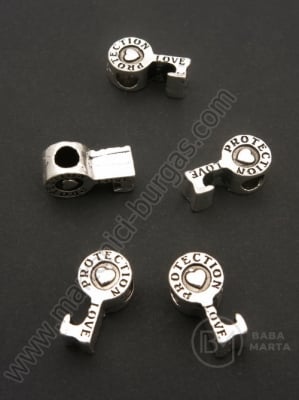 Mărgele 18x10x7mm metal argintiu gaură ~4.5mm 1 buc 309651