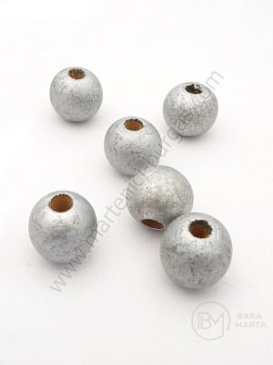 Bilă de lemn argintie 14mm gaură 4.5mm 1 paquet 40g ~47 buc 321297