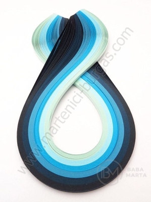 Panglici quilling 3mm x 390mm gamă albastră 1 pachet 6 culori x 20 bucăți - 120 bucăți 175081