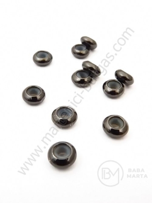 Mărgele 7x4mm alamă cu dop de caucait color negru 1 pachet 2 buc 305229